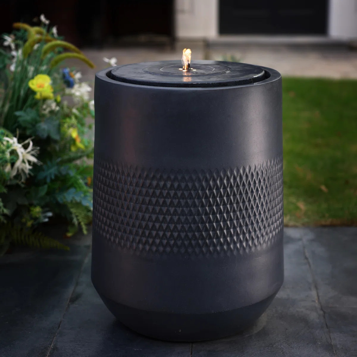 Cabot 23'' H Modern Solar Resin Outdoor Water Fountain with LED Lights | Wayfair North America