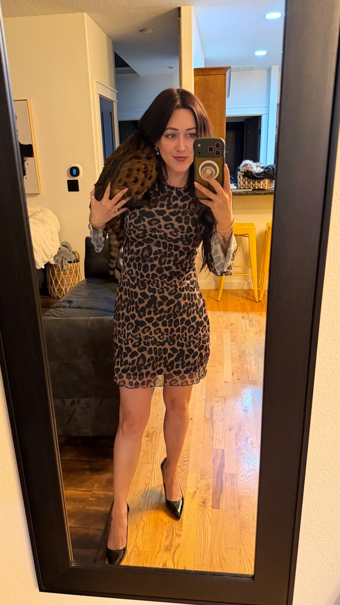 Animal cheetah leopard print mini dress with bell sleeves and black heels 


#LTKdayinmylife #LTKgrwm #LTKootd