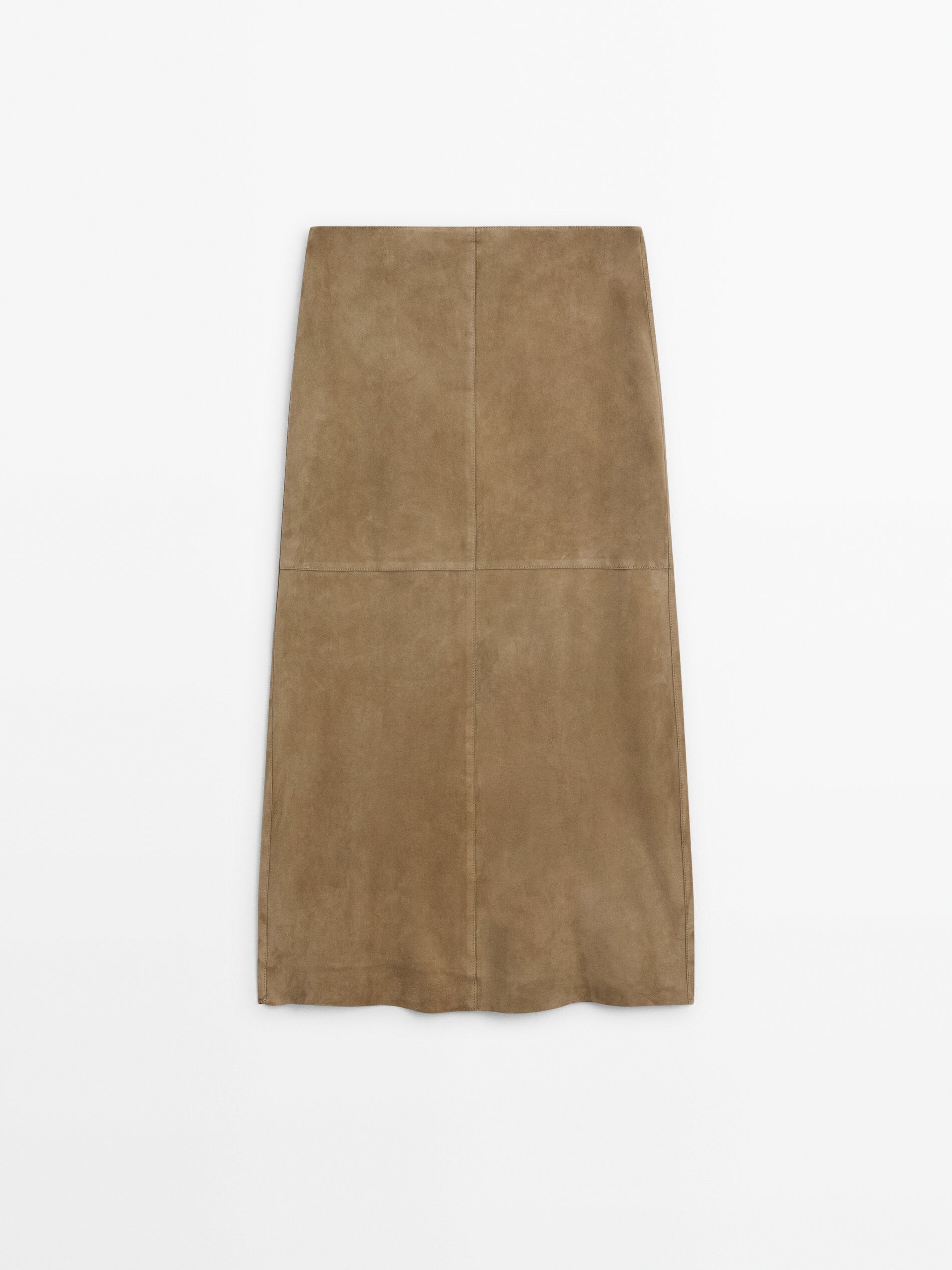 Straight fit suede leather midi skirt | Massimo Dutti (US)