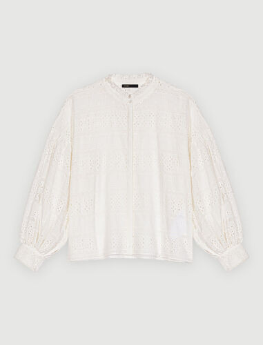 Embroidered white cotton blouse | Maje US
