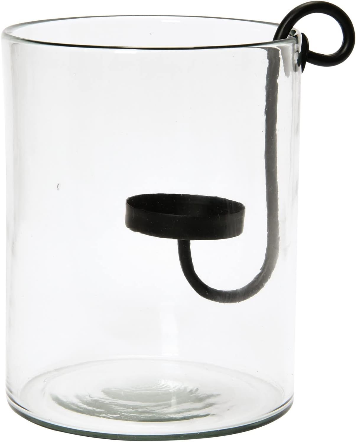 Bloomingville Creative Co-Op Glass Hurricane with Metal Candle Holder, Black, 9.5" H | Amazon (US)