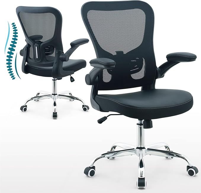 Office Chair,PU Cushion Ergonomic Desk Chair,Mesh Mid Back Height Computer Chair,Flip-up Armests ... | Amazon (US)