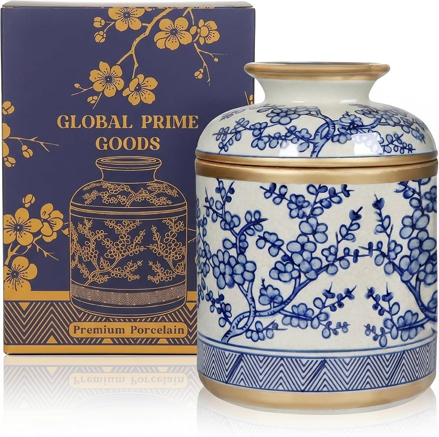 Tissue Vessel Round Ceramic with Lid - Handmade Blue and White Chinoiserie Ceramic Tissue Holder ... | Amazon (US)