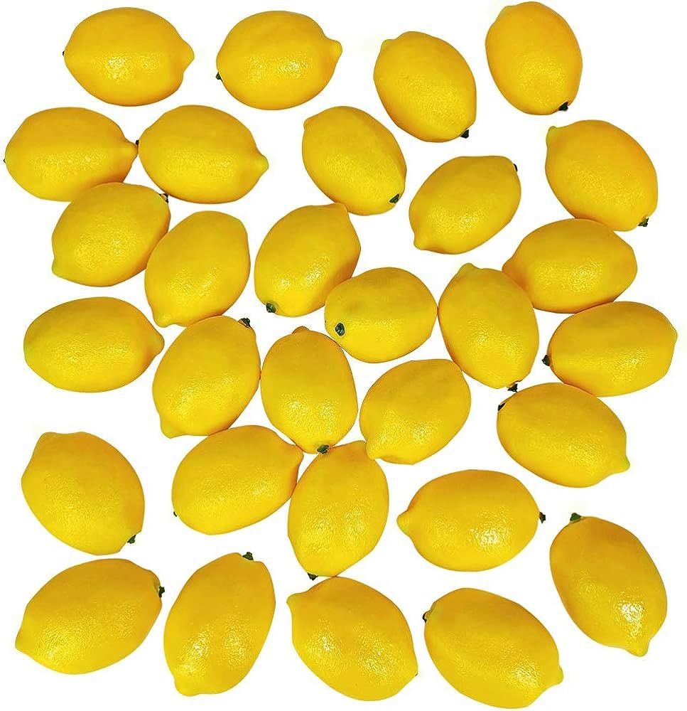 30 Pack Faux Yellow Lemons Artificial Fruits Fake Lemons Lifelike Simulation for Lemonade Party K... | Amazon (US)