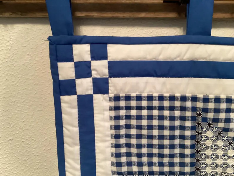 Blue Star Quilted Wall Hanging. Blue Check Gingham With Embroidered Star - Etsy | Etsy (Global)
