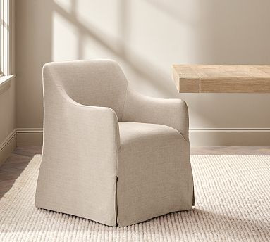 Maxine Slope Slipcovered Dining Armchair | Pottery Barn (US)