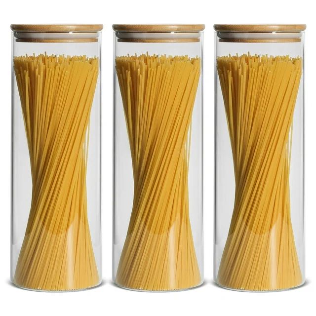 ComSaf Airtight Glass Food Storage Jars with Bamboo Lids, 74 oz, Set of 3 | Walmart (US)