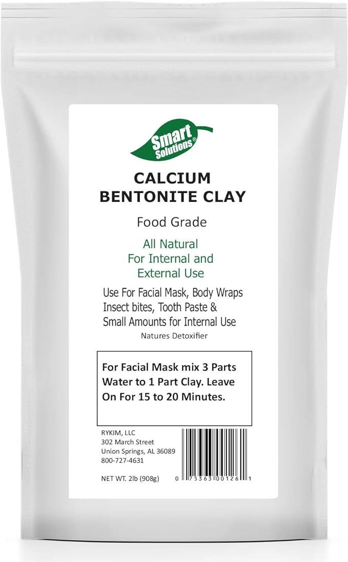 Smart Solutions Calcium Bentonite Clay Food Grade, 2 lb Pure | Natures Detoxifier All Natural for... | Amazon (US)