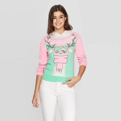 Women's Ski You Later Ugly Holiday Graphic Sweatshirt (Juniors') - Green | Target