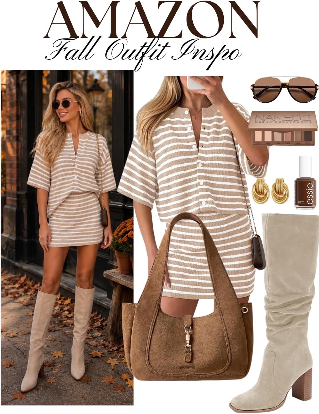 Cozy Neutral Fall Outfit with Knee High Boots

The perfect neutral fall outfit for crisp autumn days! This chic striped two-piece skirt set paired with beige knee-high boots and retro oval sunglasses creates an effortless, elevated look. Perfect for fall brunch, coffee dates, weekend outings, or everyday autumn style. Save this outfit inspiration for cute Amazon fashion finds, neutral fall outfits, and easy seasonal looks.

#FallOutfit #FallFashion #FallOutfitInspo #AmazonFashion #AmazonFinds #NeutralOutfit #AutumnStyle #FallStyle #KneeHighBoots #BootOutfit #TwoPieceSet #SkirtOutfit #StripedOutfit #FallWardrobe #FallLooks #CuteFallOutfits #WomensFashion #OOTD #AmazonOutfits #FallInspo