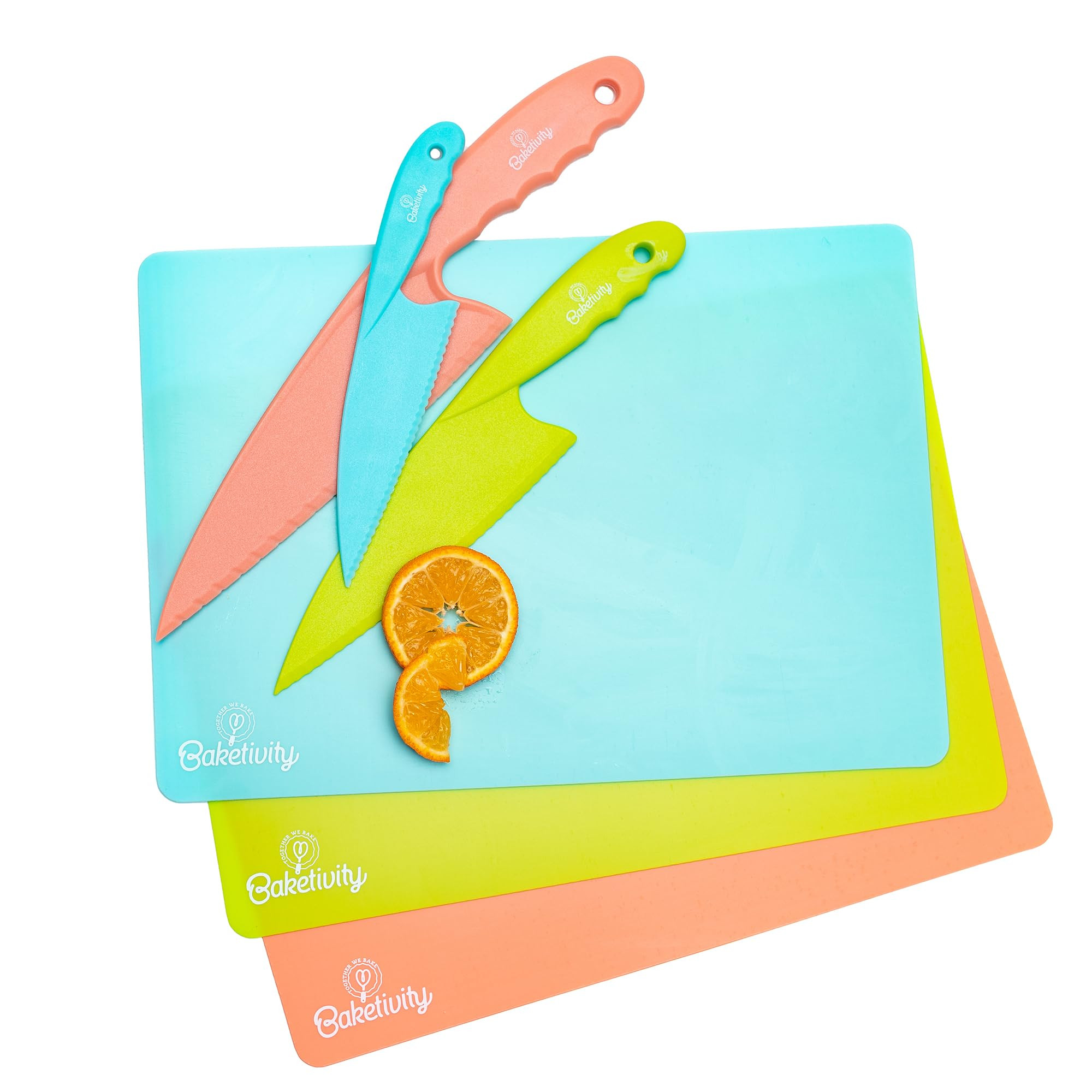 Baketivity 6 Piece Kids Cutting Board and Knife Set | Plastic Knives and Flexible Cutting Boards ... | Amazon (US)