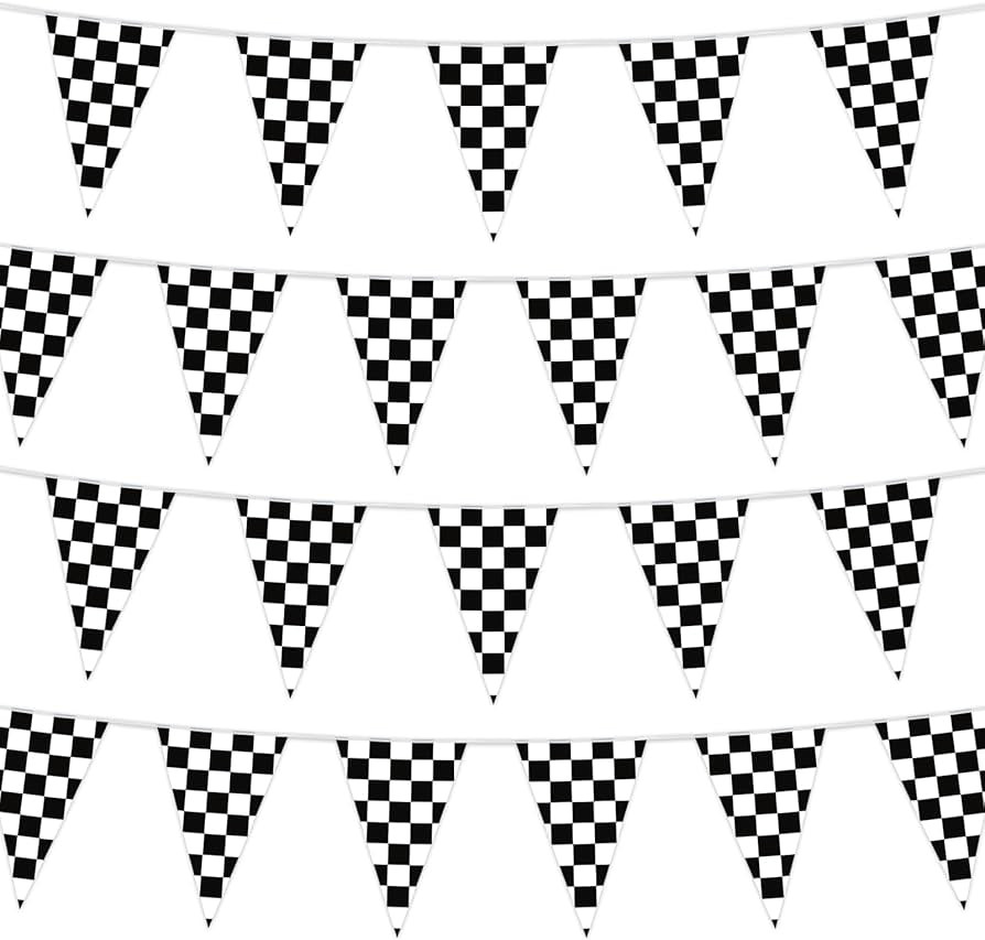 HOOSUN 48Pcs Black and White Checkered Flag Banner Race Cars Birthday Decorations,Racing Flags Pa... | Amazon (US)