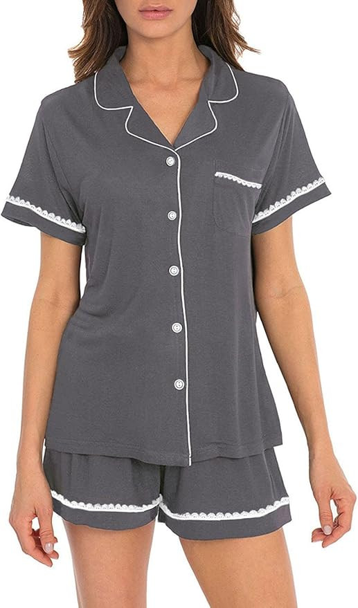 Espoir Summer Short Sleeve Pajama Set 2 Pieces Shorts Pajamas Set | Amazon (US)