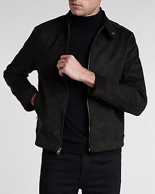 Black Faux Suede Bomber Jacket | Express