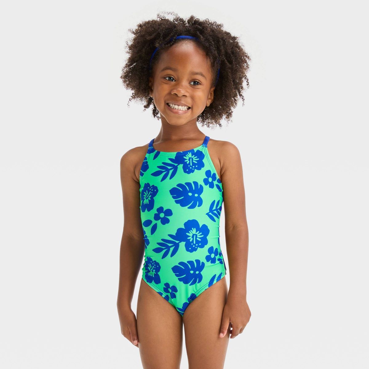 Toddler Girls' Hibiscus Floral One Piece Swimsuit - Cat & Jack™ Green 3T | Target