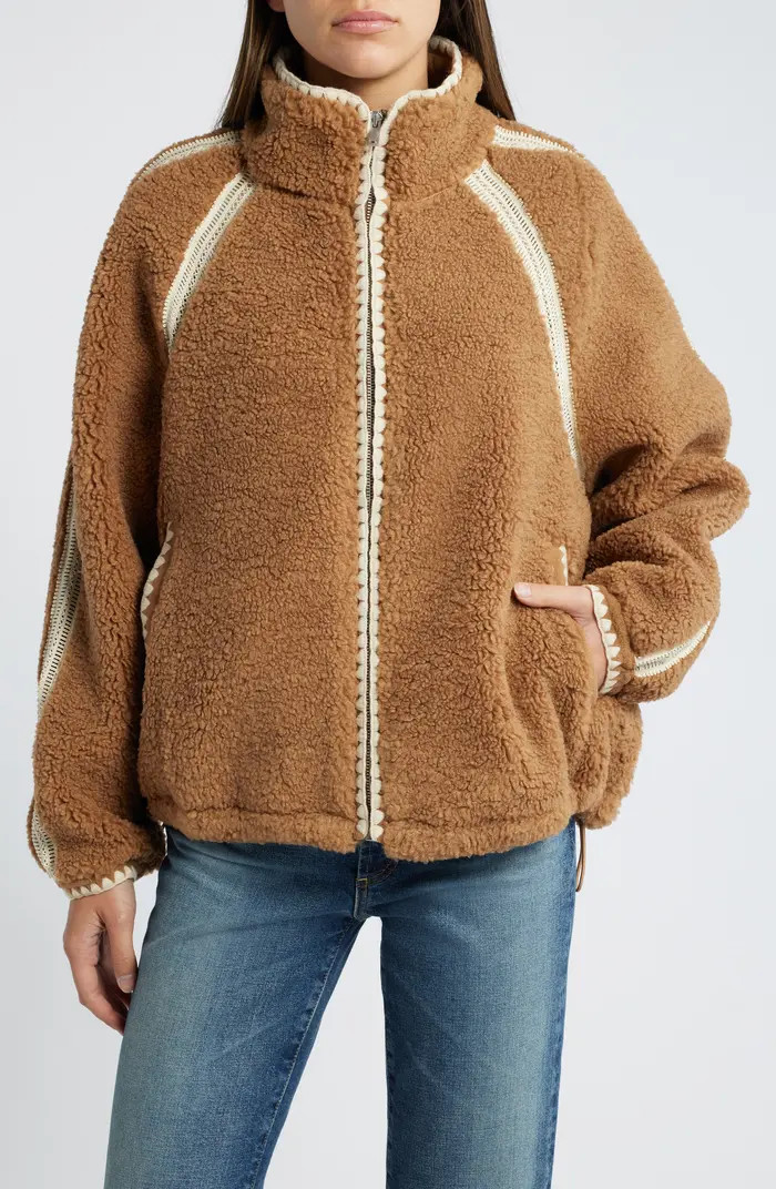 Nikia Open Stitch Detail Uggfluff Fleece Jacket | Nordstrom