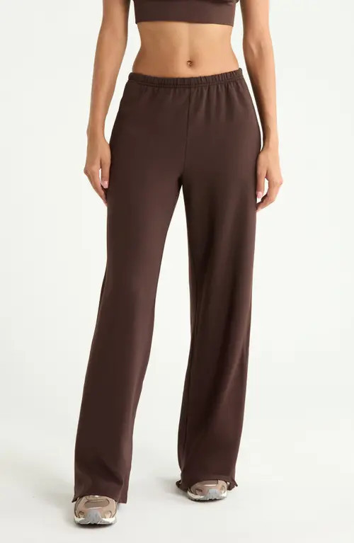 Zella Weekend Wide Leg Sweatpants in Brown Mole' at Nordstrom, Size Large | Nordstrom