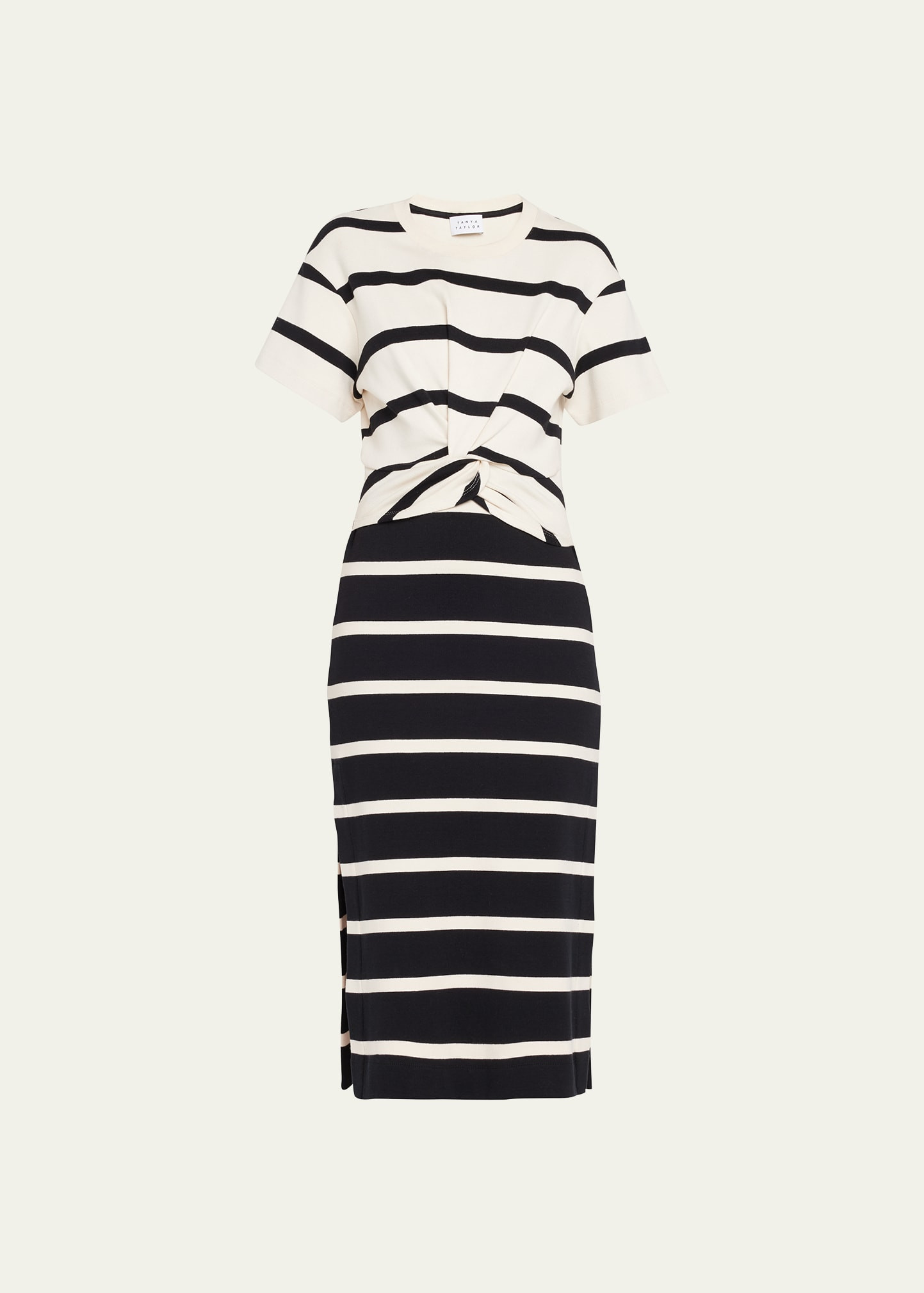 Tanya Taylor Willow Striped Twisted-Front Midi Dress | Bergdorf Goodman