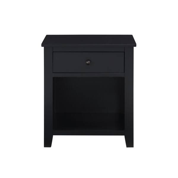 Traditional Style Solid Wood Nightstand with Storage,1 Drawer(Black) - Black - 1-drawer | Bed Bath & Beyond