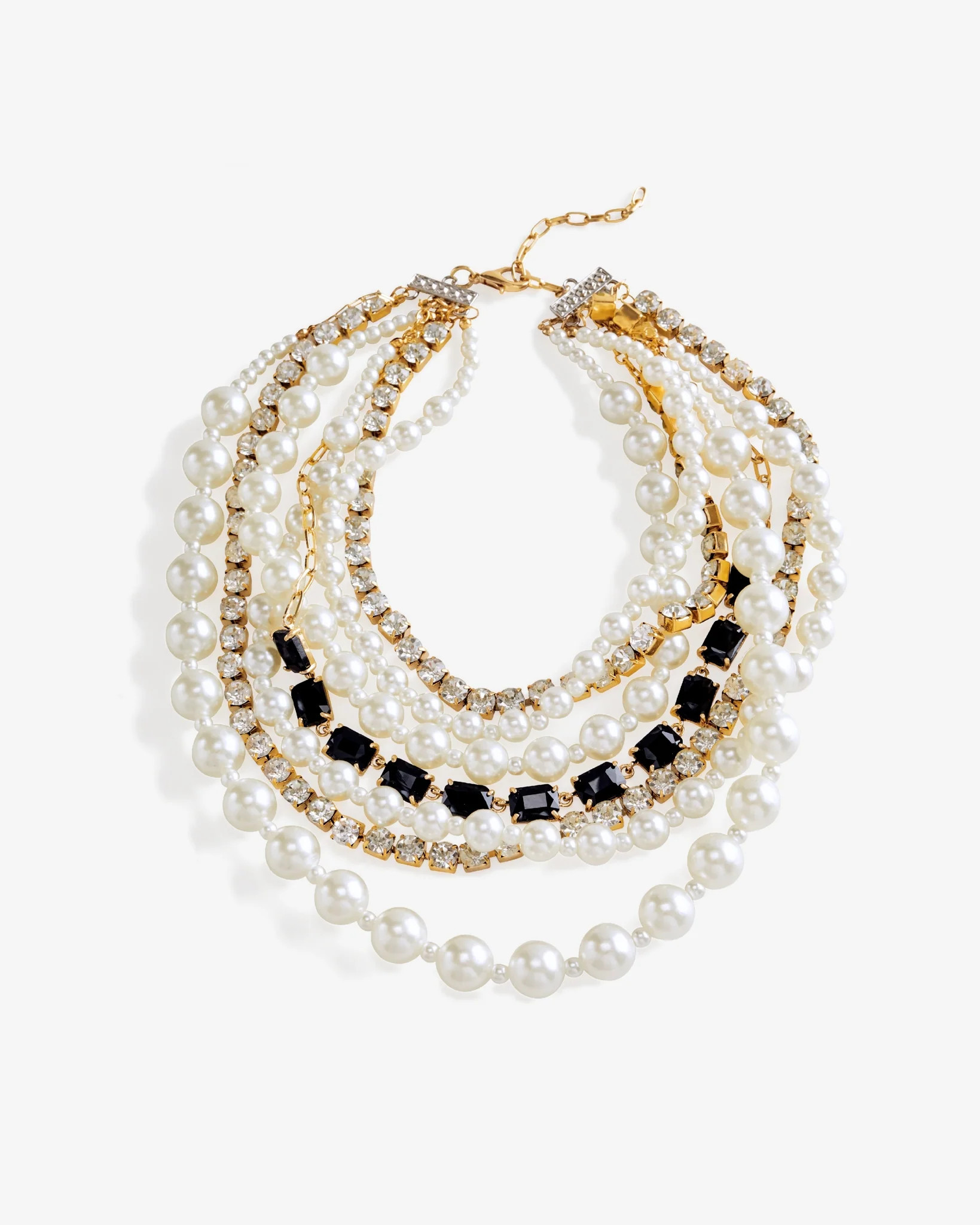 Layered Pearl and Black Necklace - White/Black | Boston Proper