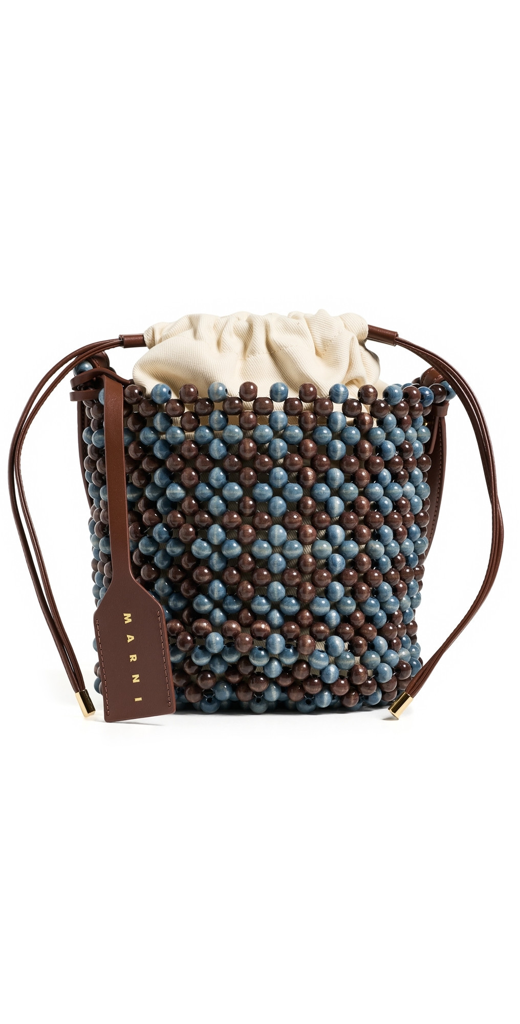 Marni Beads Bucket Bag Faded Denim/Brunette One Size | Shopbop