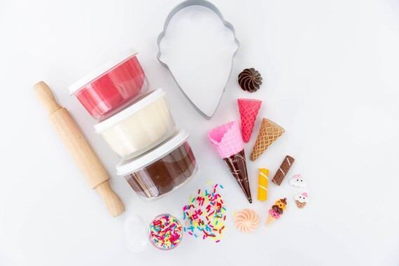 Ice Cream Play Dough Kit Sensory Bin Class/Party Favor Waffle Cone Sugar Cone Cream Swirl Wafer S... | Etsy (US)