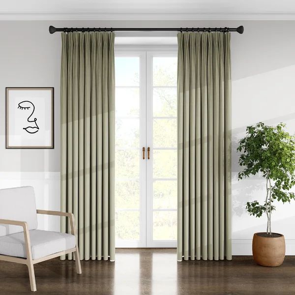 100% Cotton Striped Room Darkening Pinch Pleat Single Curtain Panel | Wayfair Professional