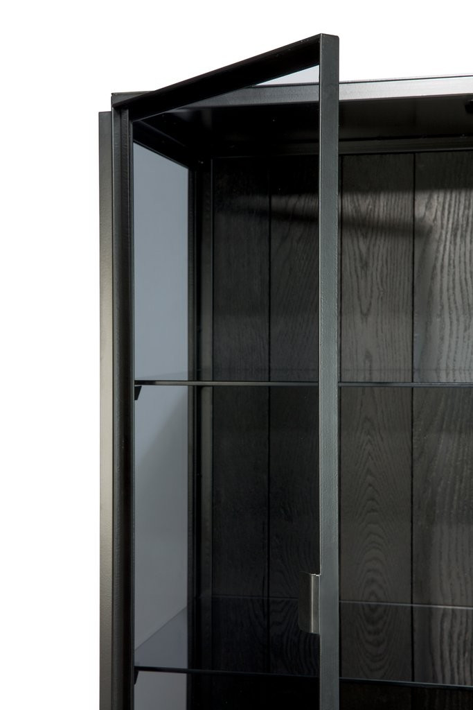 A solid black frame contrasts with the glass surface for a fresh twist on traditional cabinetry. ... | Burke Decor