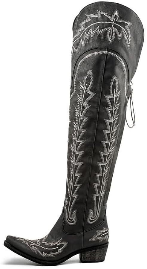 Cowboy Boots for Women Thigh High Cowgirl Boots Wide Calf Western Embroidered Over The Knee Boots | Amazon (US)