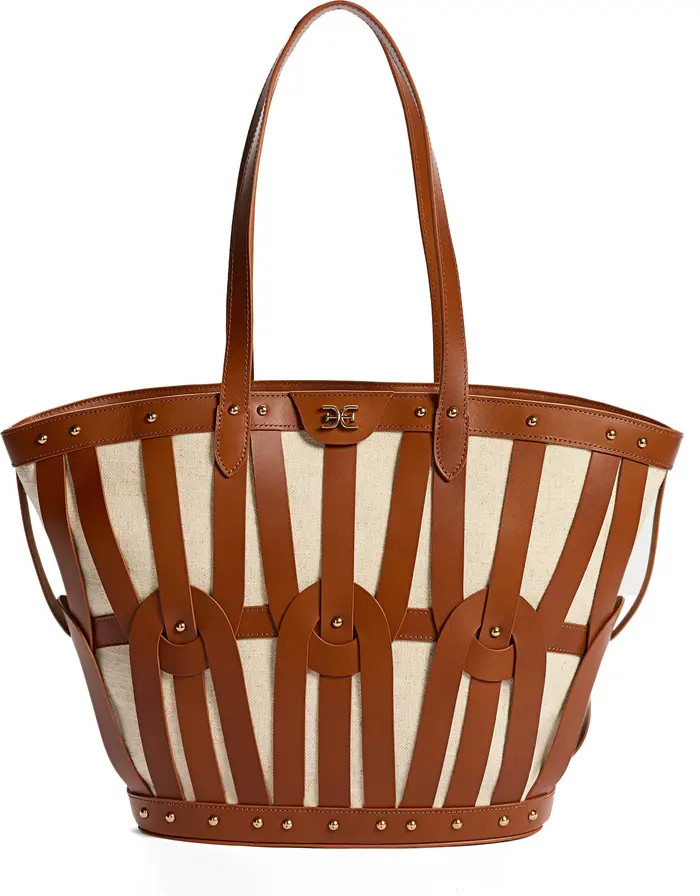 Sam Edelman Large Bay Dye Cut Leather & Canvas Tote | Nordstromrack | Nordstrom Rack