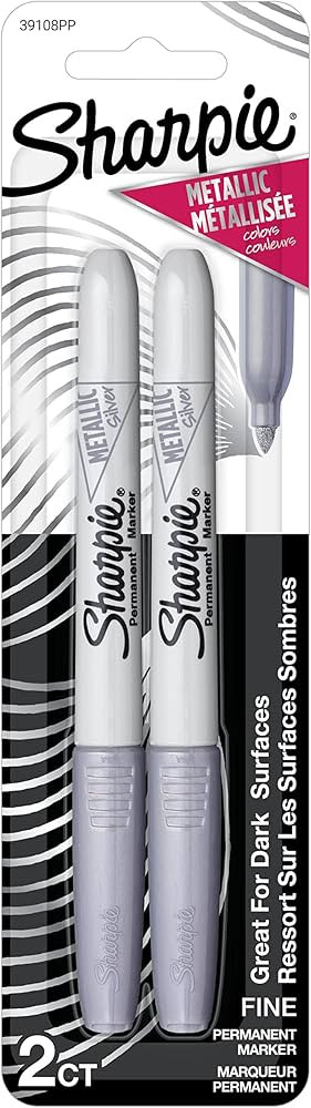 Sharpie Metallic Permanent Markers, Fine Point, Silver, 2 Count | Amazon (US)