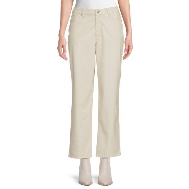 Madden NYC Women’s and Junior's Faux Leather Dad Pants - Walmart.com | Walmart (US)