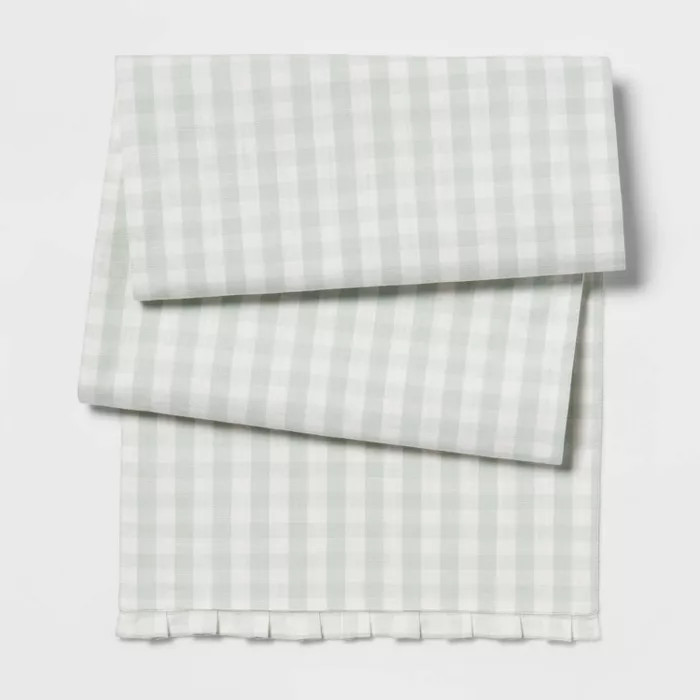 72" x 14" Cotton Gingham Kitchen Table Runner Green - Threshold™ | Target