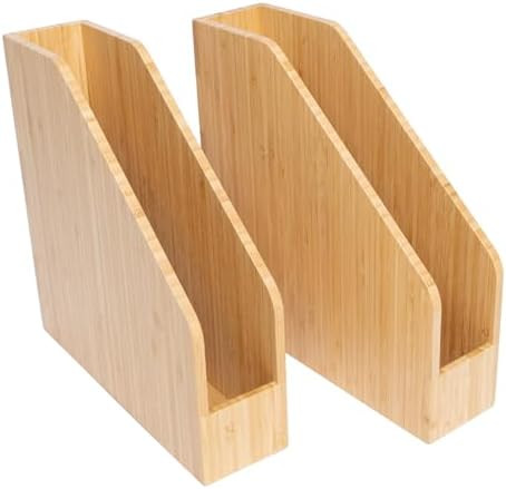 2 Pack Bamboo File Folder Holder Book Holder Frames Document Cabinet Rack Storage Organizer Small... | Amazon (US)