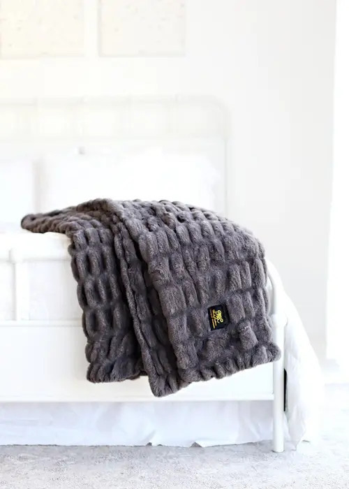 Minky Couture Hugs Charcoal Blanket in Gray at Nordstrom, Size X-Large | Nordstrom