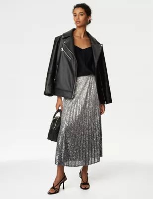 Sequin Ombre Pleated Midaxi Skirt | Marks & Spencer (UK)