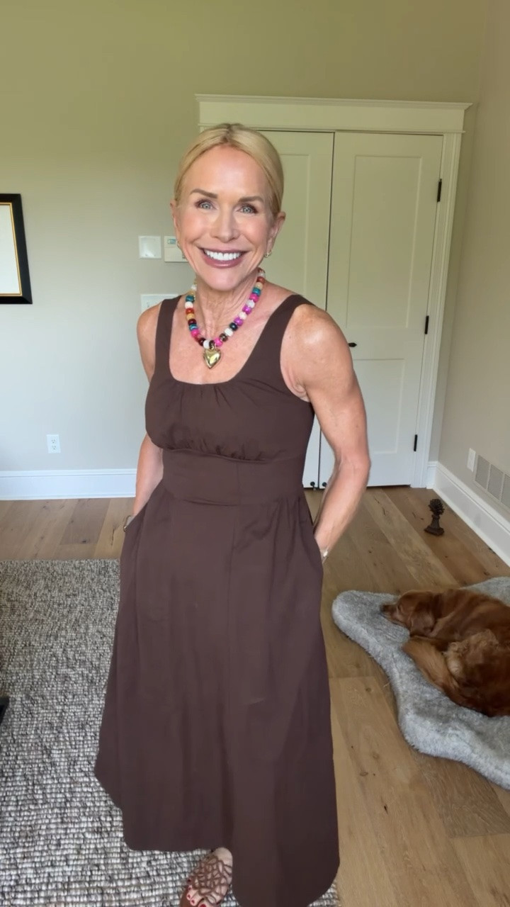 This chocolate brown corset smock midi dress from Target is a summer-to-fall dream! Pair it with sandals, a chunky heart necklace, and a cute purse now, then easily transition it into cooler weather by throwing a cozy cardigan over top.

#LTKdayinmylife #LTKgrwm #LTKootd