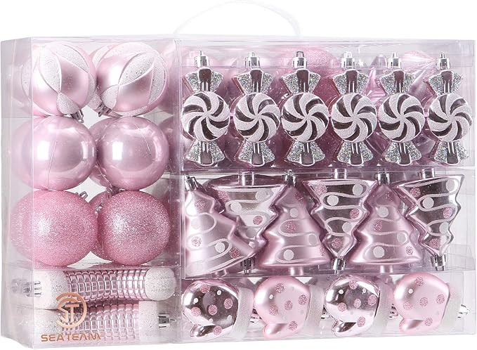 Sea Team 77-Pack Assorted Shatterproof Christmas Balls Christmas Ornaments Set Decorative Baubles... | Amazon (US)