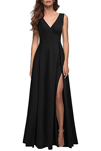 MUSHARE Women's V Neck Sleeveless Split Formal Dress Cocktail Party Prom Long Dresses | Amazon (US)