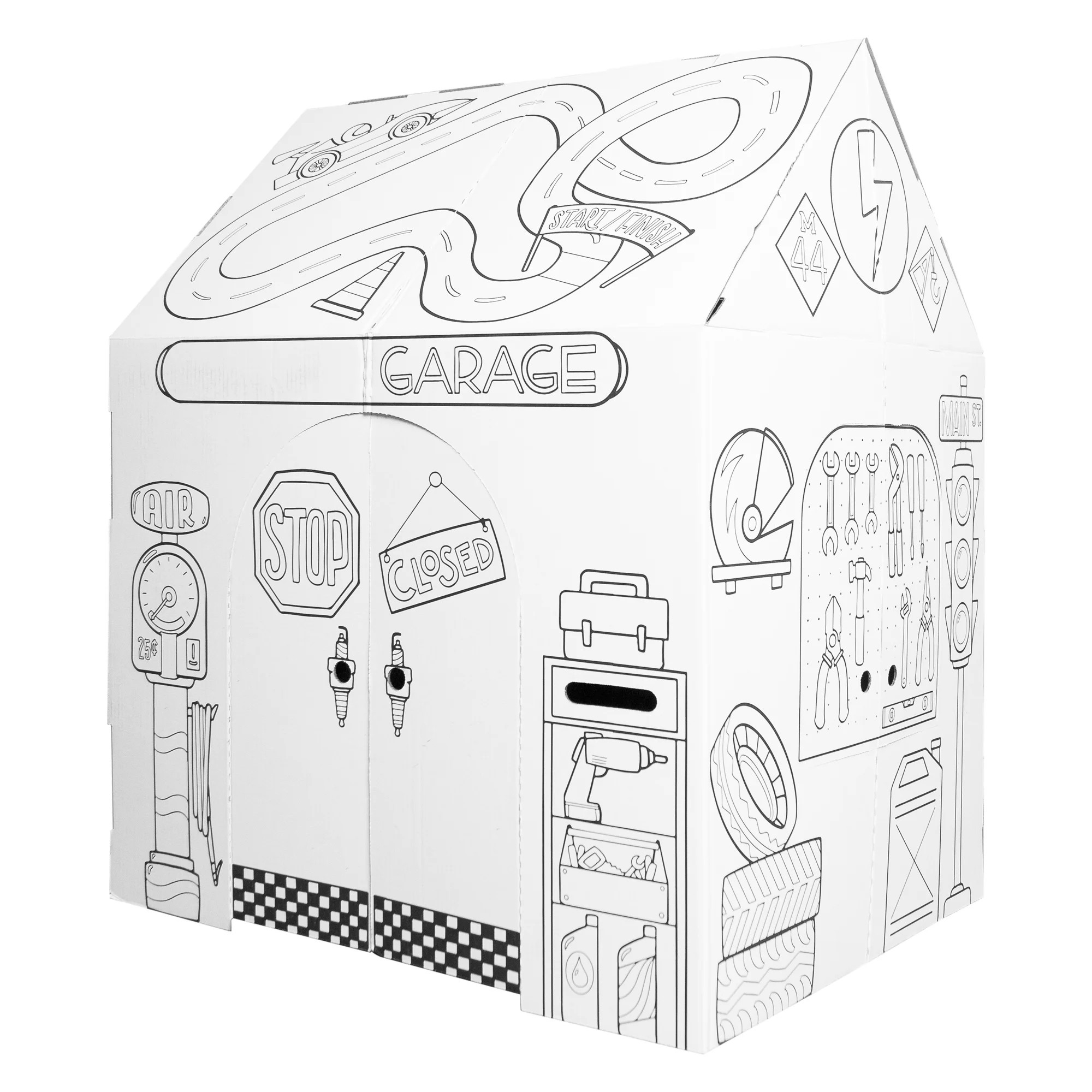 Easy Playhouse Pit Stop Garage Arts & Crafts Cardboard Playhouse - Kids Ages 3 and up | Walmart (US)