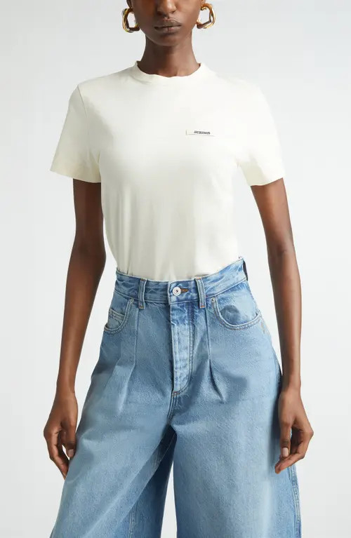 Jacquemus Le T-Shirt Gros Grain T-Shirt in Light Beige 2 at Nordstrom, Size Medium | Nordstrom
