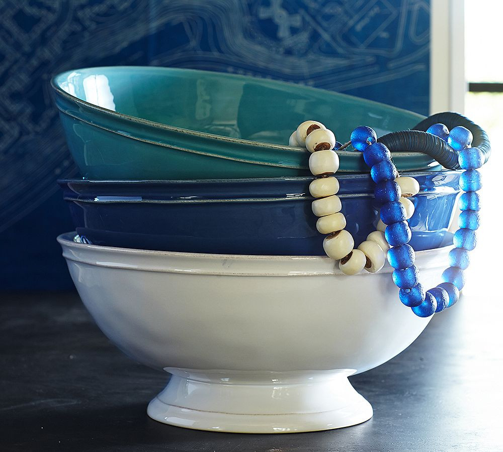 Cambria Handcrafted Stoneware Large Footed Serving Bowl | Pottery Barn (US)