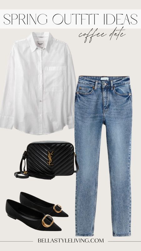 Casual look or business casual look.  Jeans | flats | white button down | YSL | Spring jeans 

#LTKunder50 #LTKstyletip #LTKFind