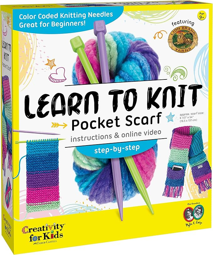 Creativity for Kids Learn to Knit Pocket Scarf - DIY Knitting Kit for Beginners, Kids Craft Kit | Amazon (US)