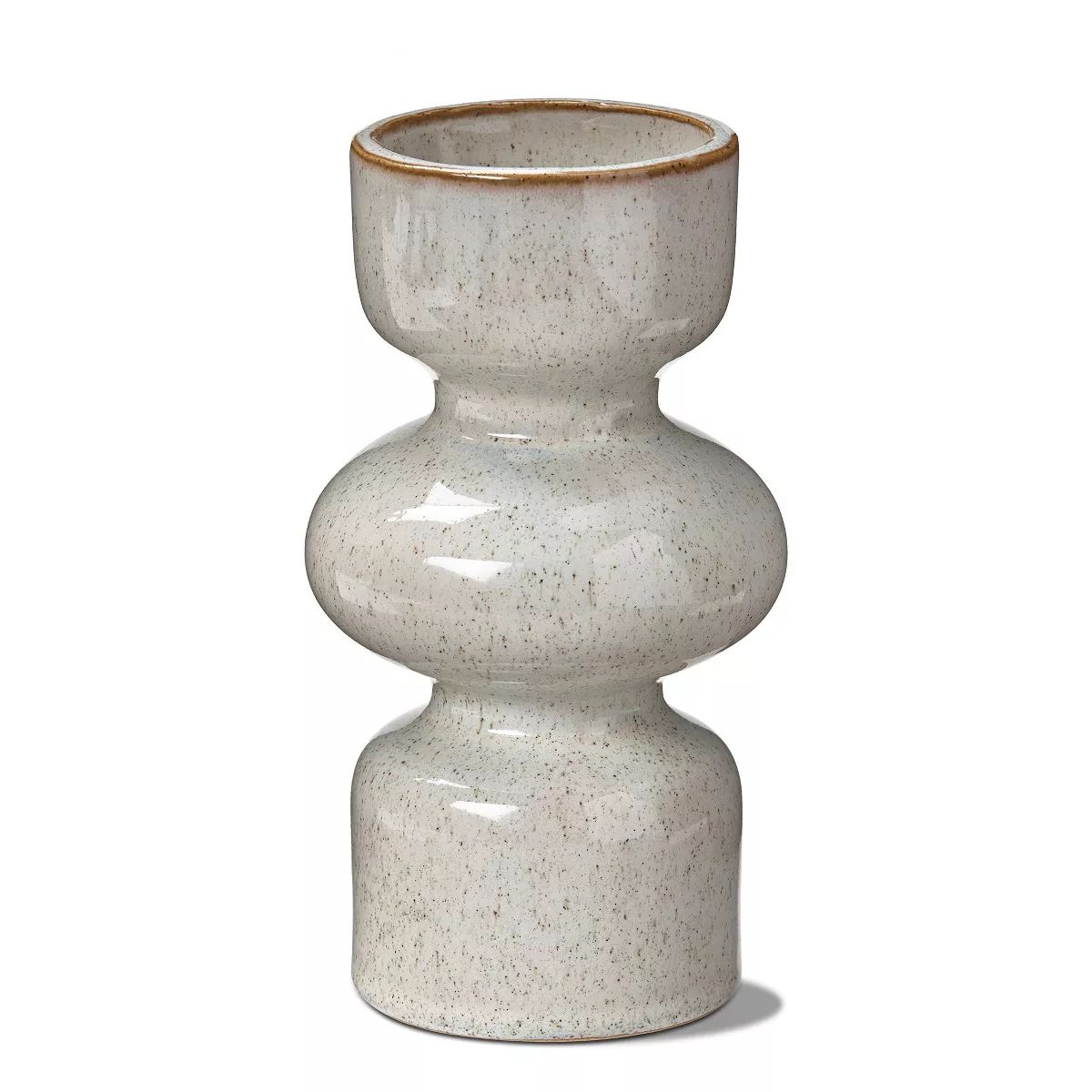 tagltd Linea Taupe Speckled Ceramic Reversible Taper and Pillar Candle Holder Large, 3.25L x 3.25... | Target