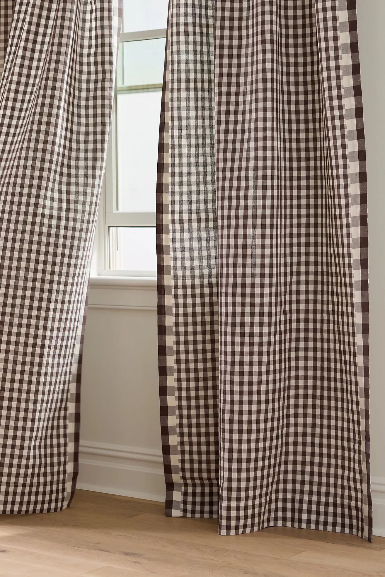 Cotton Linen Gingham Curtain | Anthropologie (US)