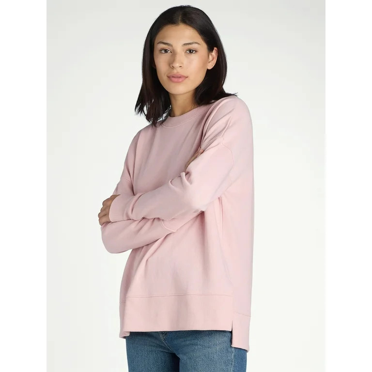 Time and Tru Women's Crewneck Sweatshirt with High-Low Hem, Sizes XS -4X | Walmart (US)