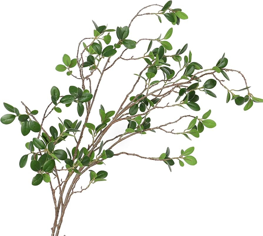 Lanldc Artificial Eucalytus Green Branches 2PCS Faux Ficus Twig Home Office Shop Decoration | Amazon (US)