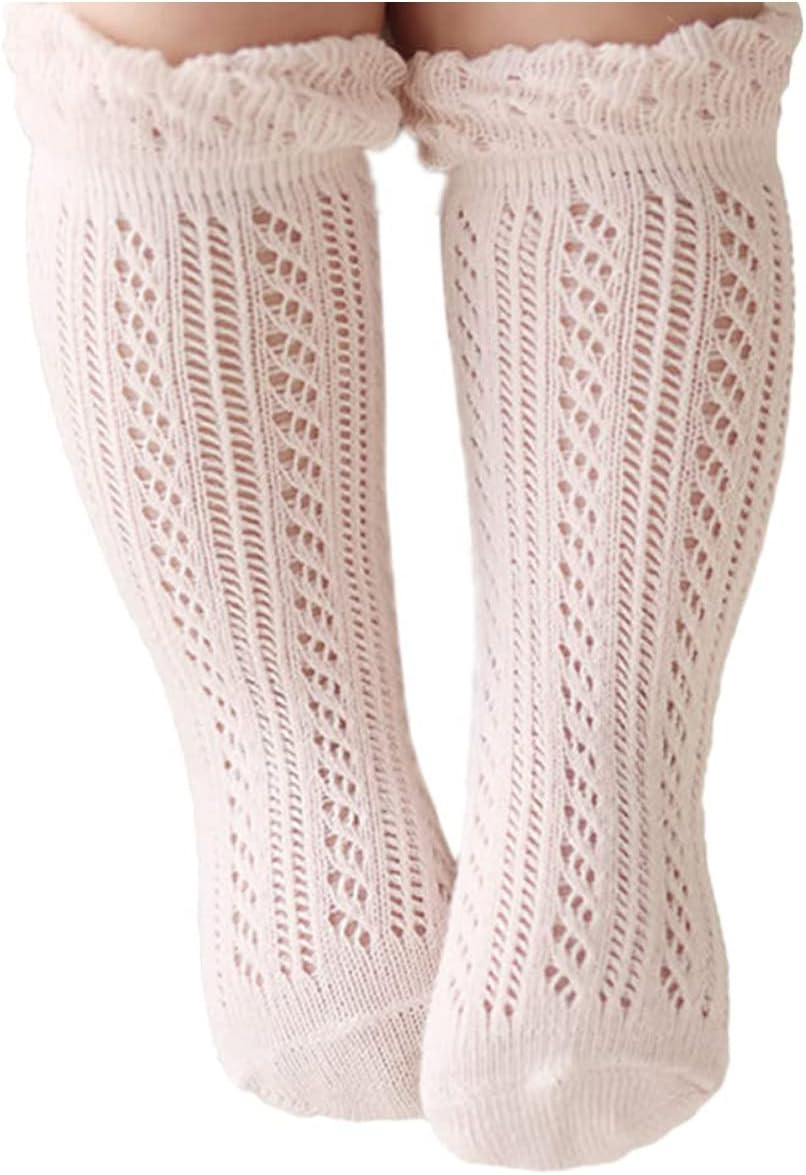 ACTLATI Baby Girls Knee High Socks Hollow Out Anti-skid Knitting Stockings Suitable for 0-2 Years Infants Toddlers | Amazon (US)