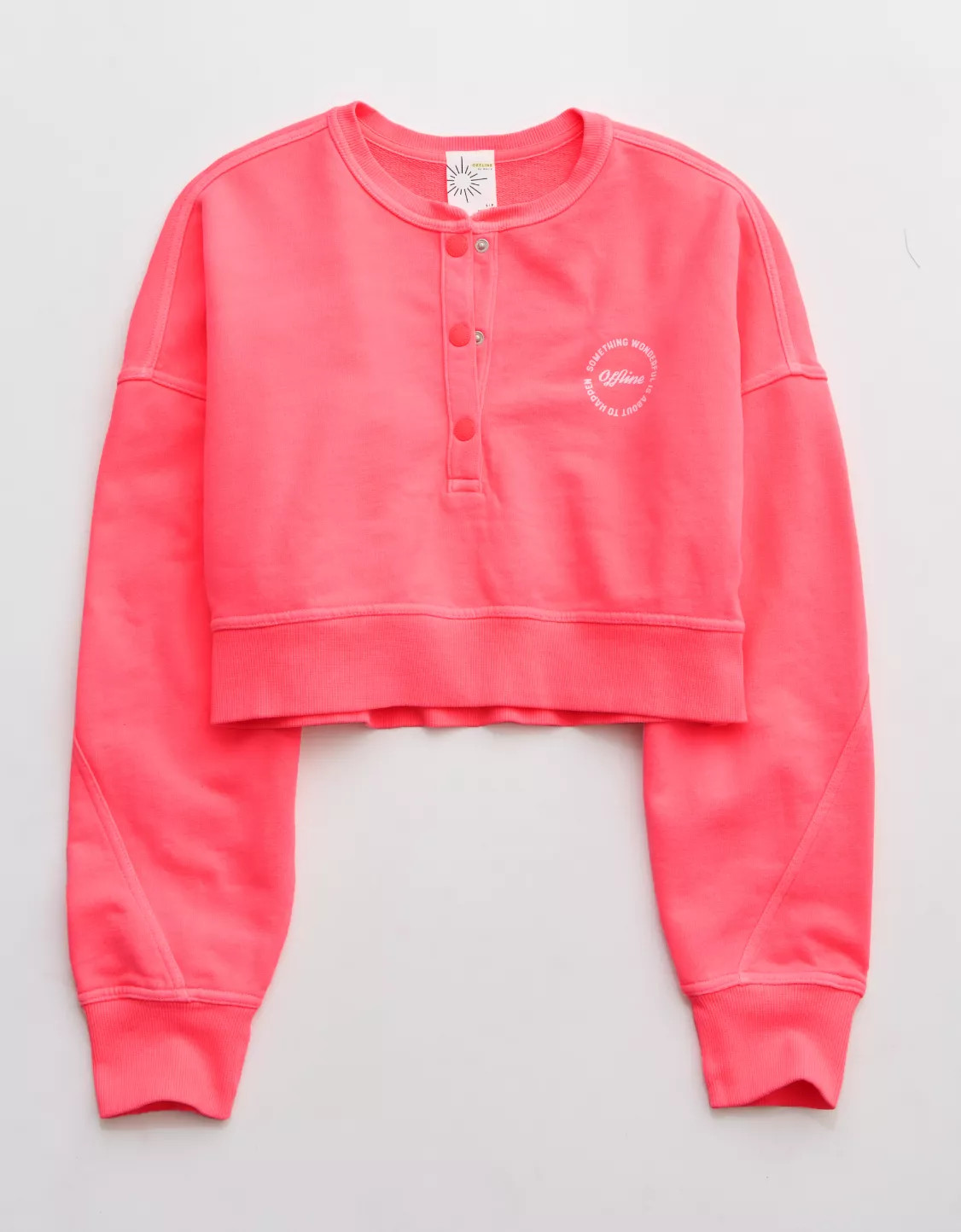 OFFLINE By Aerie Throwback Snap Fleece Crewneck Sweatshirt | Aerie